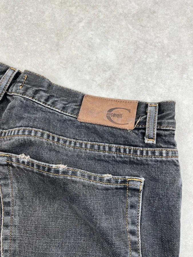 2000s Cavalli Dark Grey Faded Denim Straight Leg Jeans MmGNKJA 9