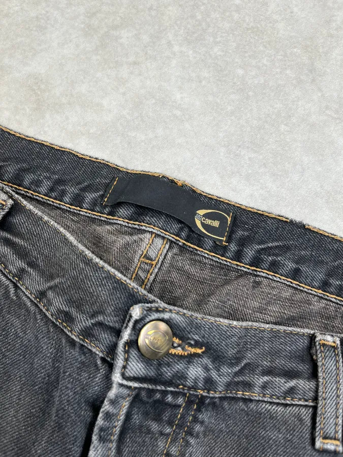 2000s Cavalli Dark Grey Faded Denim Straight Leg Jeans MmGNKJA 7