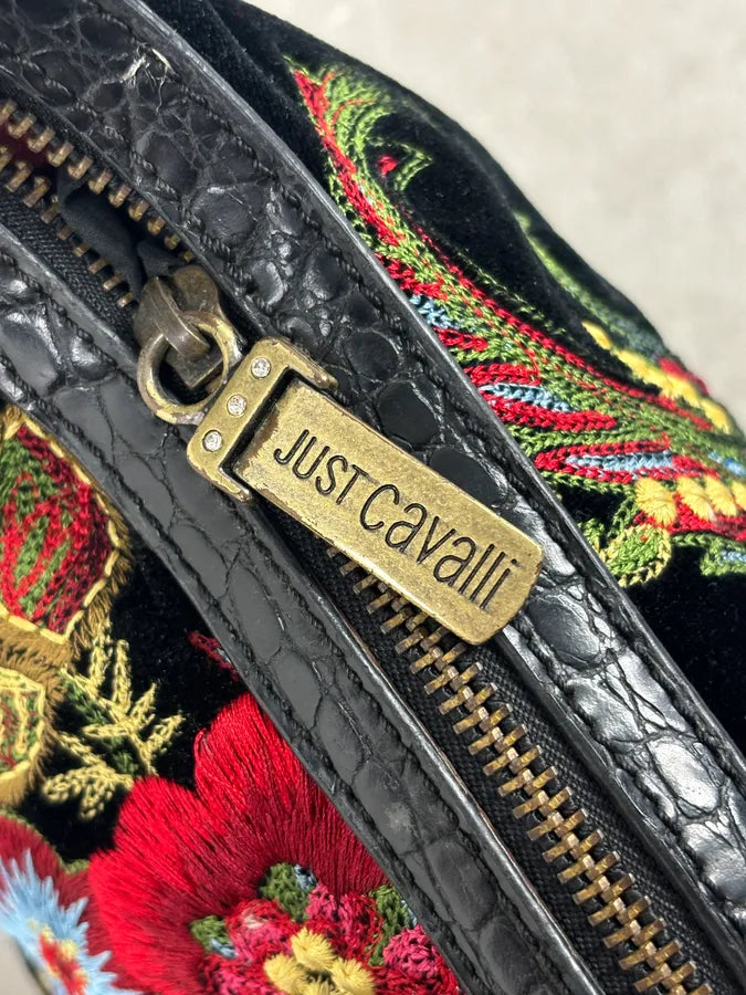 2000s Cavalli Black Embroidered Floral Hobo Bag  OrWgOZU 12