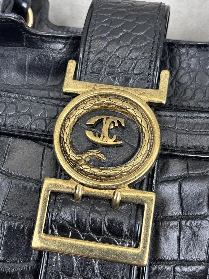 AW2007 Cavalli Black Leather Crocodile Embossed Handle Bag pBBibbA 10