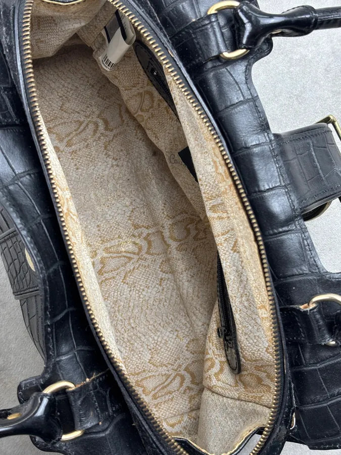 AW2007 Cavalli Black Leather Crocodile Embossed Handle Bag pBBibbA 19