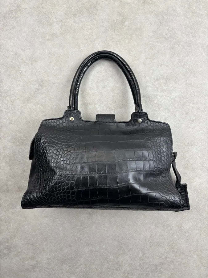 AW2007 Cavalli Black Leather Crocodile Embossed Handle Bag pBBibbA 11