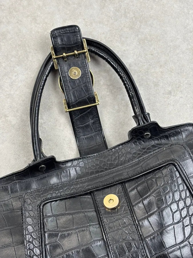 AW2007 Cavalli Black Leather Crocodile Embossed Handle Bag pBBibbA 8