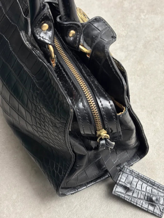 AW2007 Cavalli Black Leather Crocodile Embossed Handle Bag pBBibbA 17