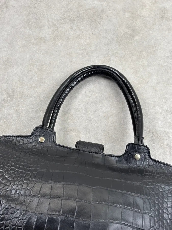AW2007 Cavalli Black Leather Crocodile Embossed Handle Bag pBBibbA 14