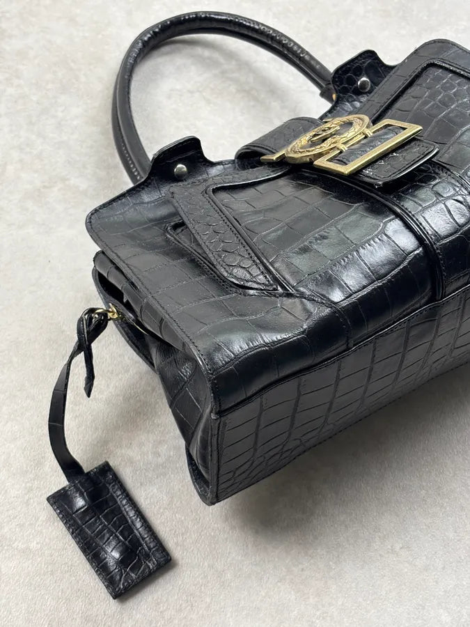 AW2007 Cavalli Black Leather Crocodile Embossed Handle Bag pBBibbA 7