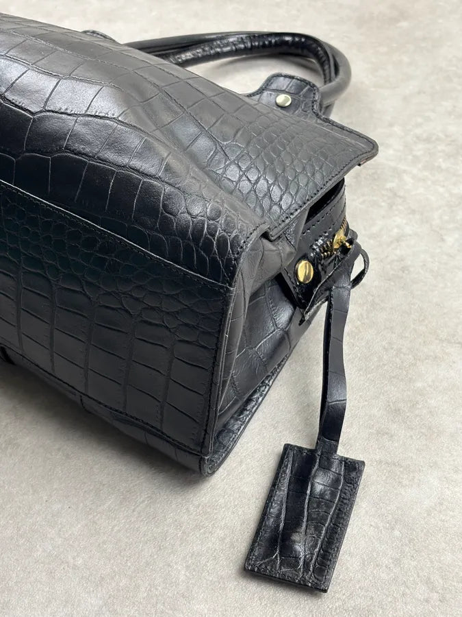 AW2007 Cavalli Black Leather Crocodile Embossed Handle Bag pBBibbA 16