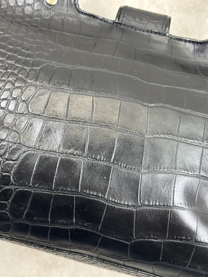 AW2007 Cavalli Black Leather Crocodile Embossed Handle Bag pBBibbA 12