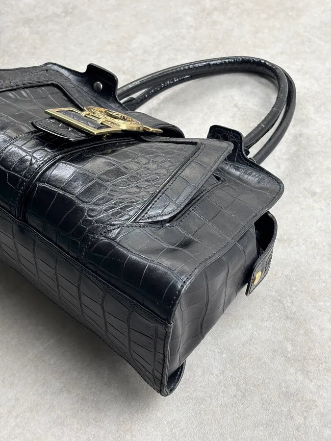 AW2007 Cavalli Black Leather Crocodile Embossed Handle Bag pBBibbA 6