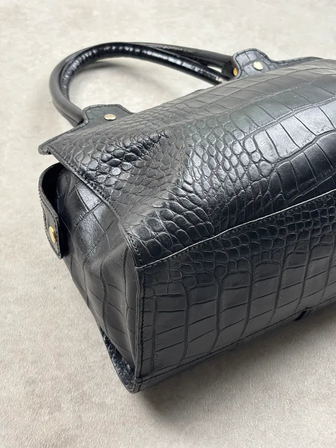 AW2007 Cavalli Black Leather Crocodile Embossed Handle Bag pBBibbA 15