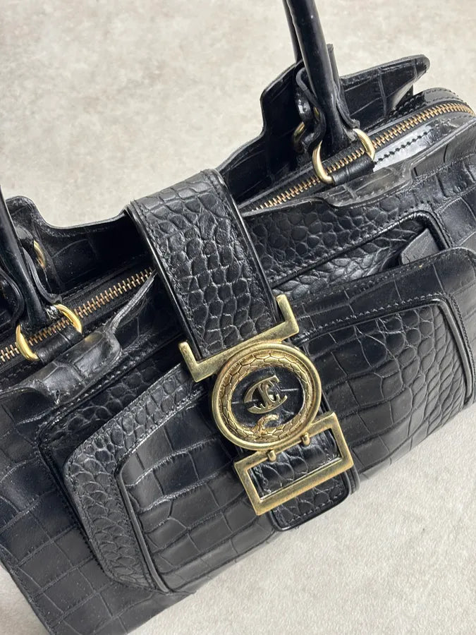 AW2007 Cavalli Black Leather Crocodile Embossed Handle Bag pBBibbA 18