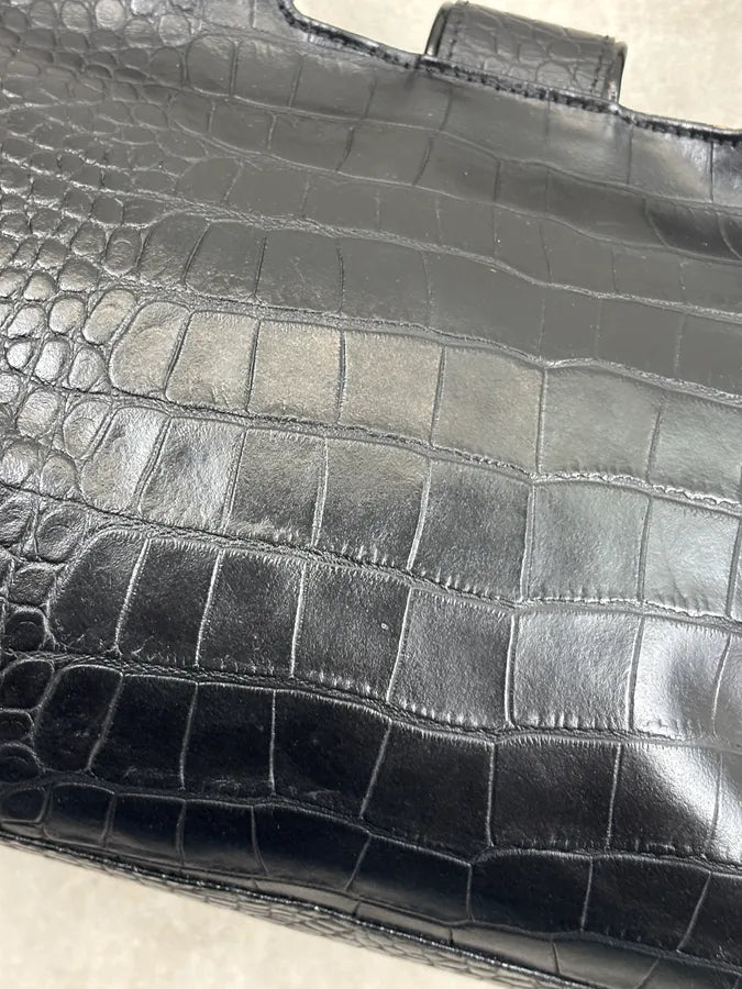 AW2007 Cavalli Black Leather Crocodile Embossed Handle Bag pBBibbA 13