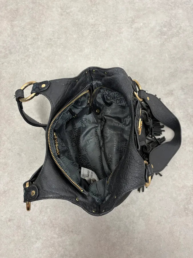 AW2011 Cavalli Tassel Black Leather Hobo Handle Bag wGaqJid 6