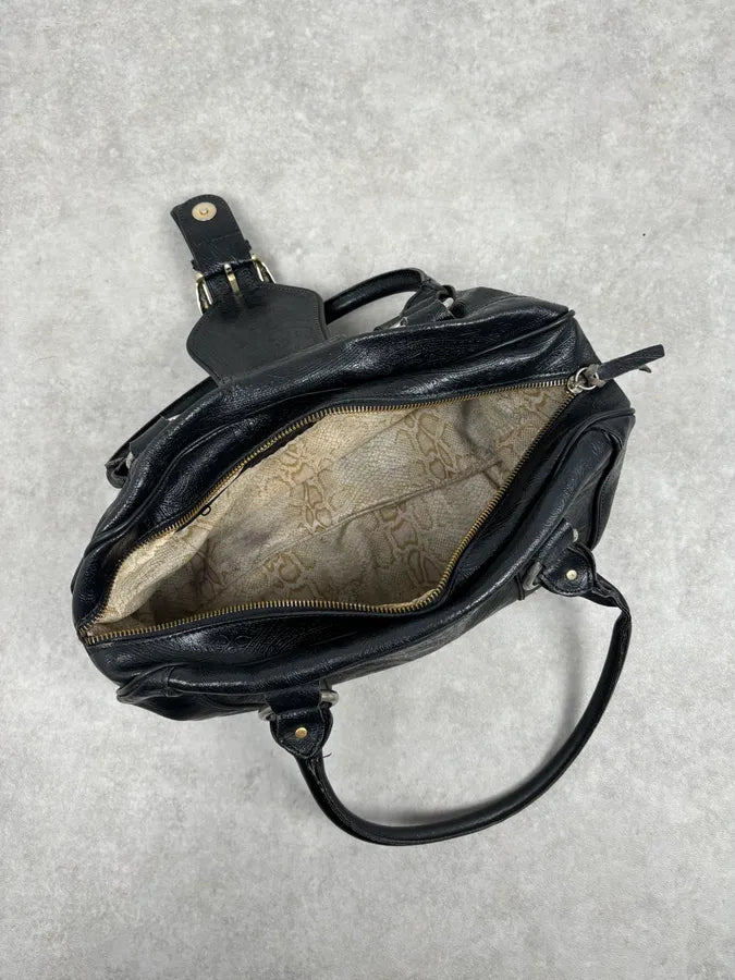 AW2008 Cavalli Black Leather Winged Claw Lock Shoulder Bag kNGrKeW 13