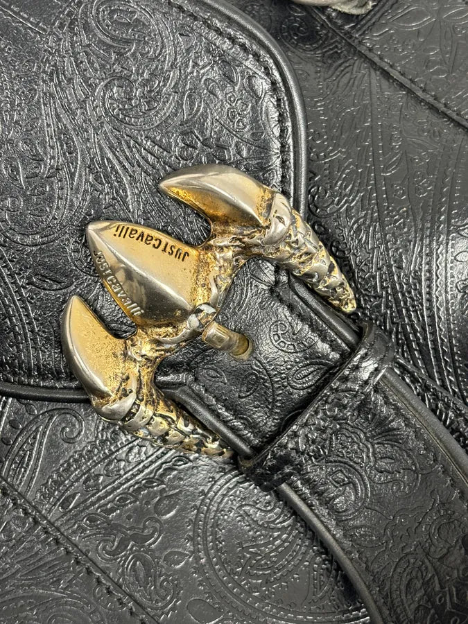 AW2008 Cavalli Black Leather Winged Claw Lock Shoulder Bag kNGrKeW 4