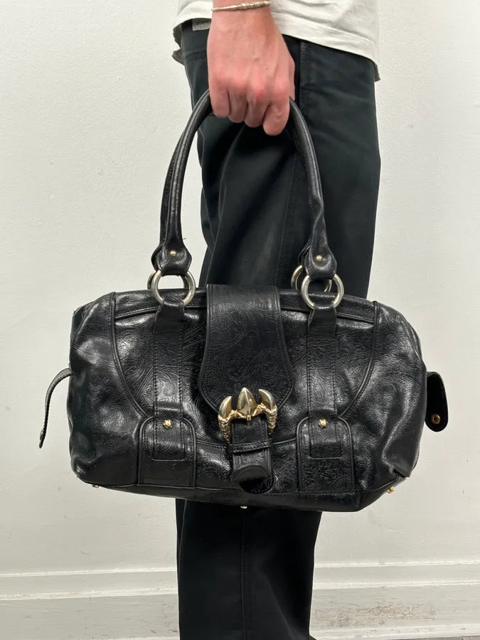 AW2008 Cavalli Black Leather Winged Claw Lock Shoulder Bag kNGrKeW 1