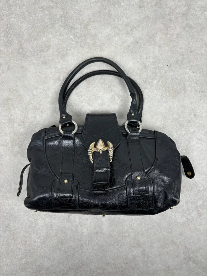 AW2008 Cavalli Black Leather Winged Claw Lock Shoulder Bag kNGrKeW 0