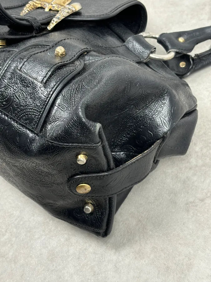 AW2008 Cavalli Black Leather Winged Claw Lock Shoulder Bag kNGrKeW 11