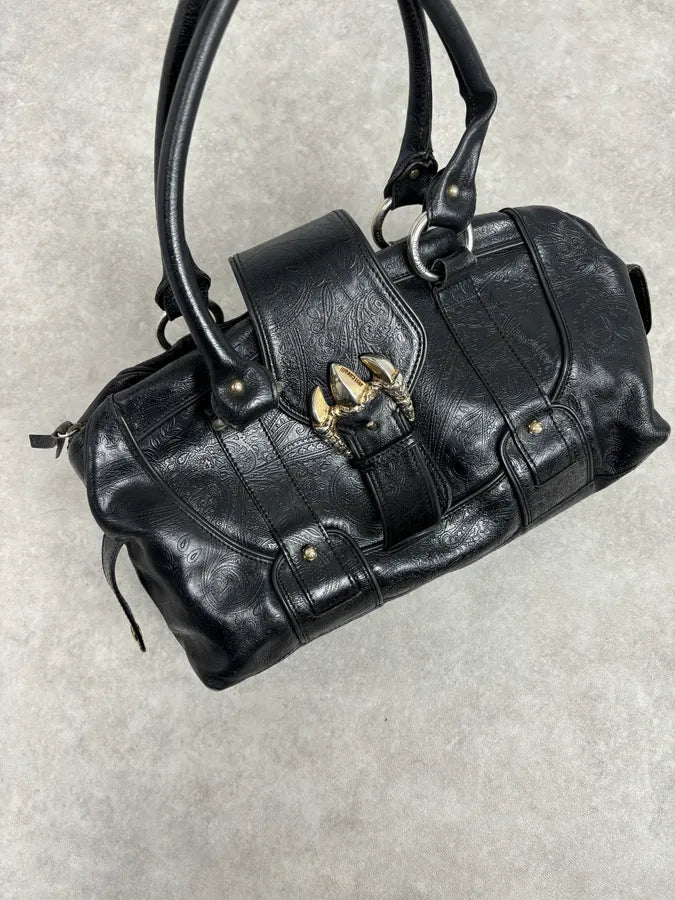 AW2008 Cavalli Black Leather Winged Claw Lock Shoulder Bag kNGrKeW 7