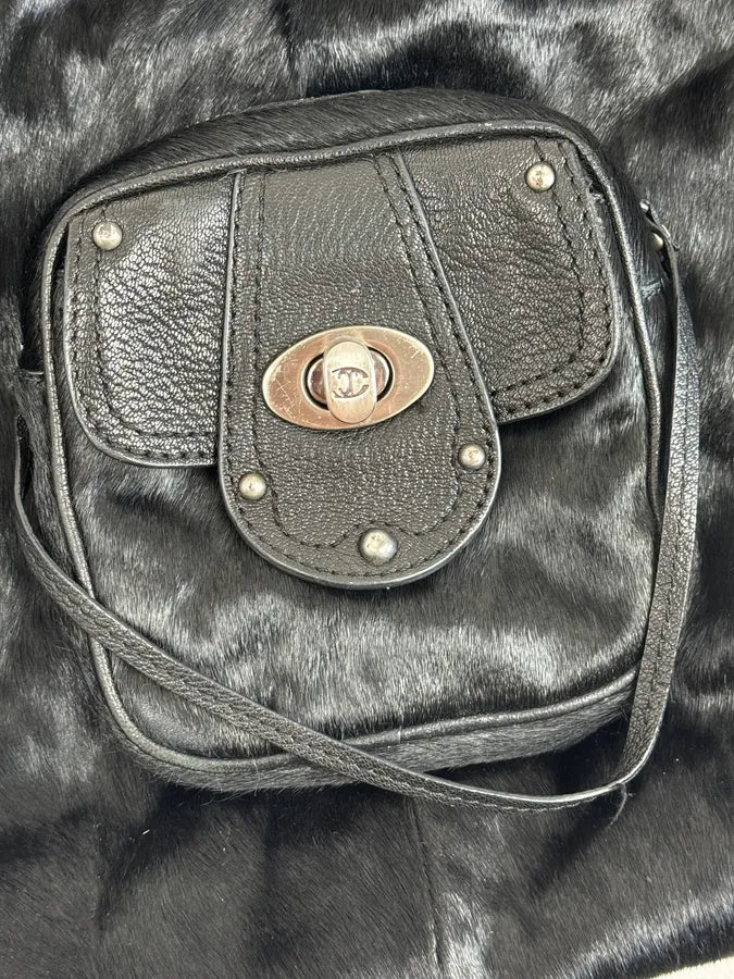 AW2007 Cavalli Black Faux Fur Front Pockets Shoulder Bag FewycBb 8