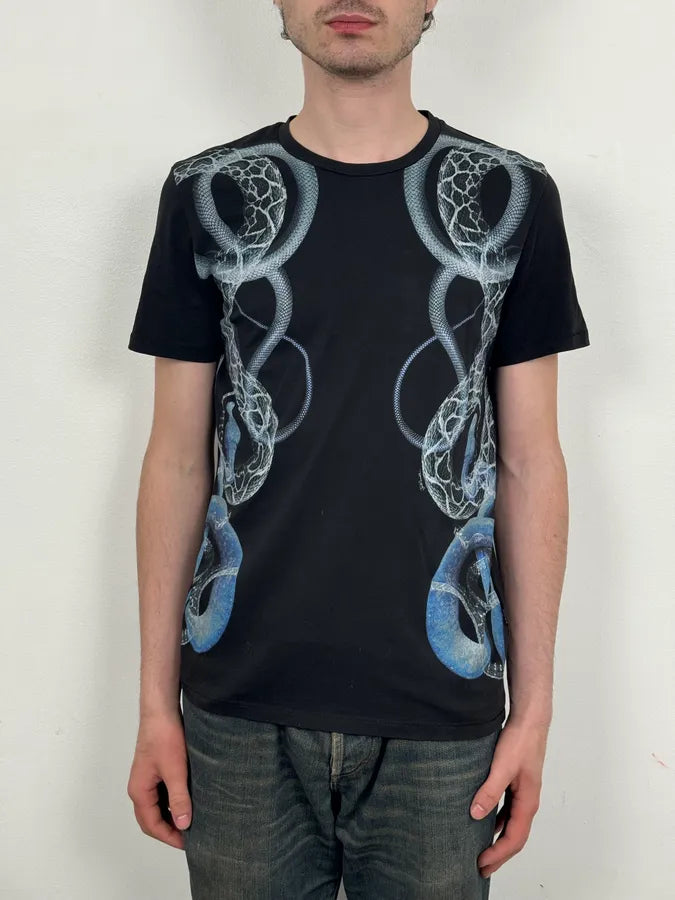 AW2015 Cavalli Black Snake Graphic Print T-Shirt ZPsVzao 1