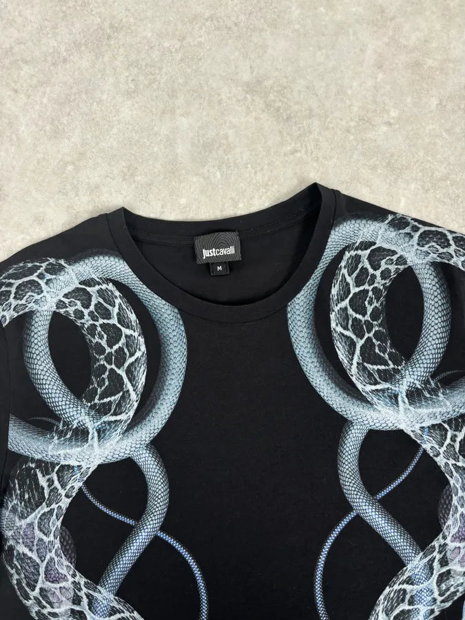 AW2015 Cavalli Black Snake Graphic Print T-Shirt ZPsVzao 3