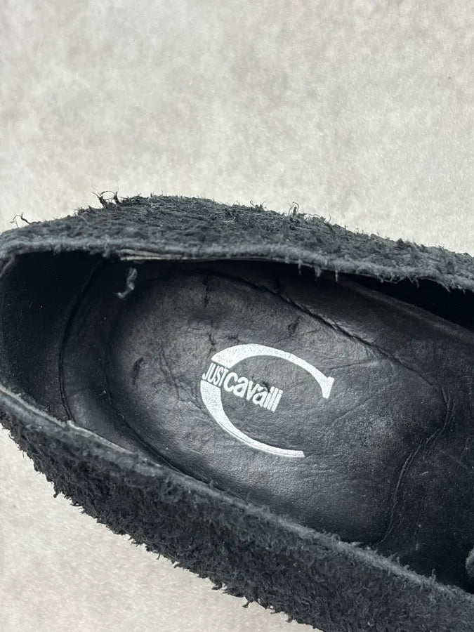 2010s Cavalli Black Textured Leather Loafers jeqlkFn 6