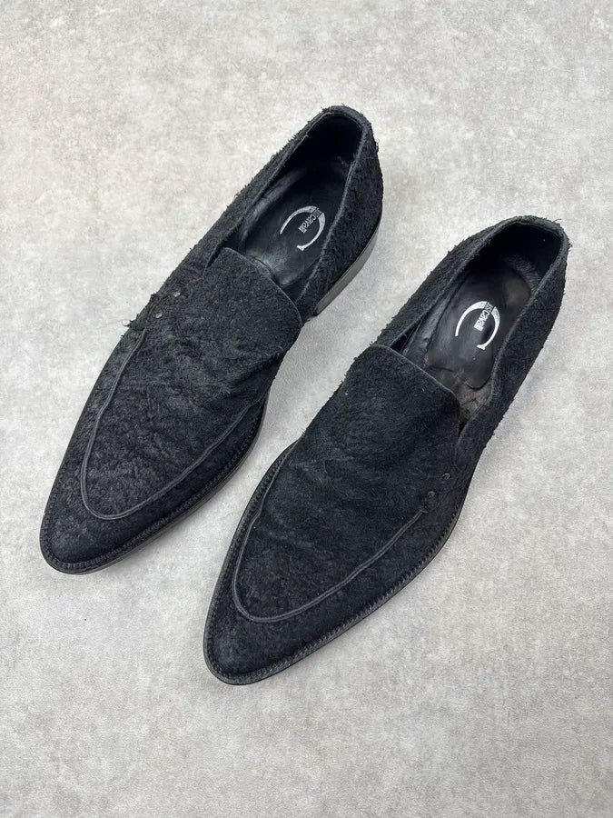 2010s Cavalli Black Textured Leather Loafers jeqlkFn 2
