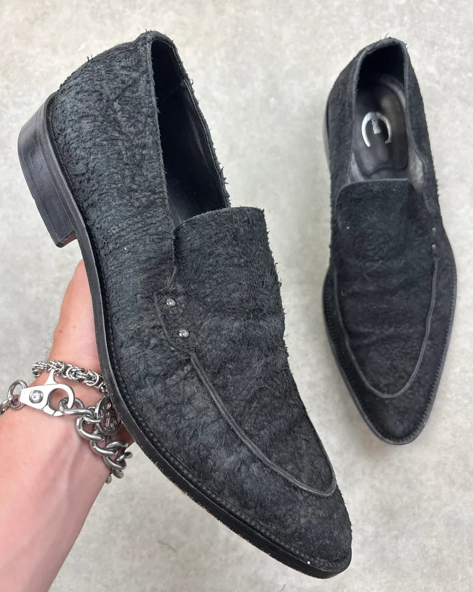 2010s Cavalli Black Textured Leather Loafers jeqlkFn 0