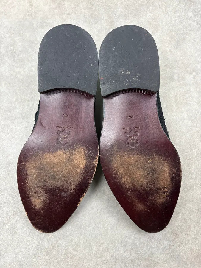 2010s Cavalli Black Textured Leather Loafers jeqlkFn 7