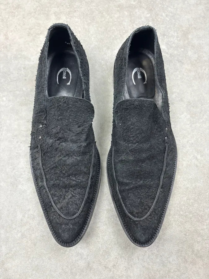 2010s Cavalli Black Textured Leather Loafers jeqlkFn 1