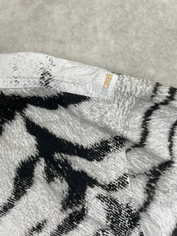 SS2002 Cavalli Black & White Zebra Savage Short Sleeves Shirt ZAJDqdr 7