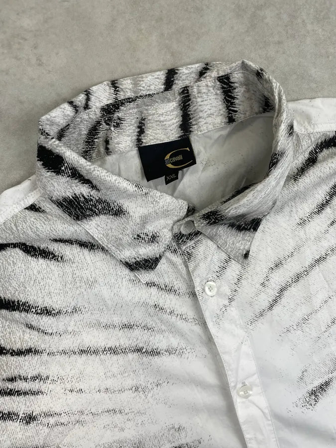 SS2002 Cavalli Black & White Zebra Savage Short Sleeves Shirt ZAJDqdr 5