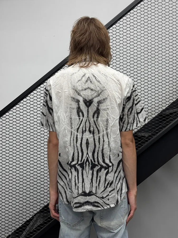 SS2002 Cavalli Black & White Zebra Savage Short Sleeves Shirt ZAJDqdr 4