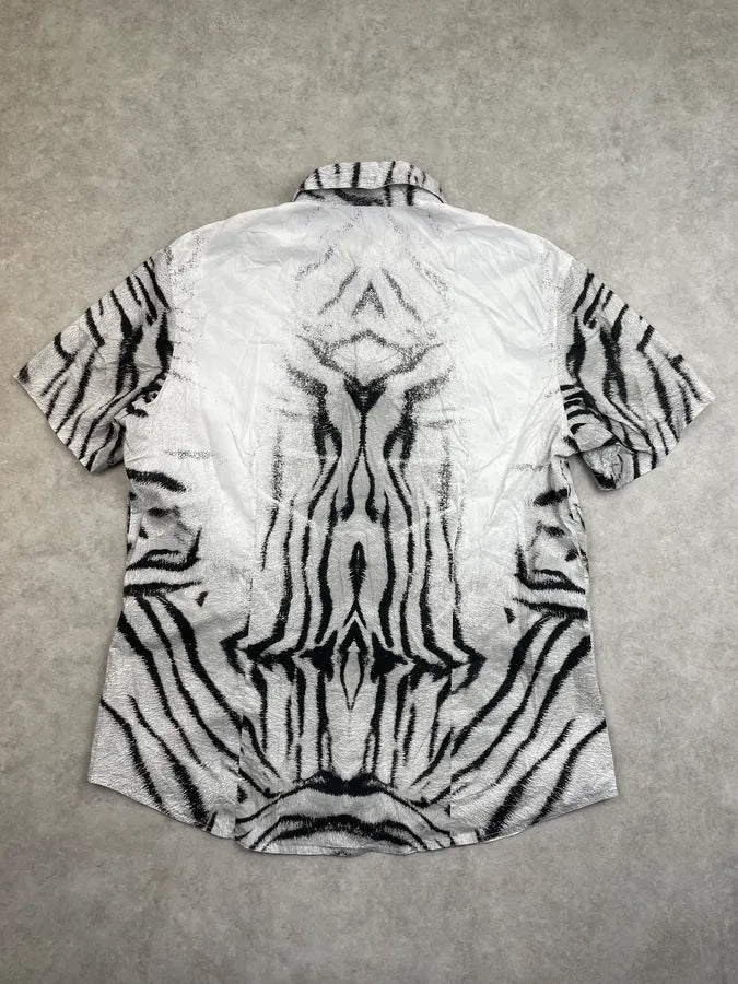 SS2002 Cavalli Black & White Zebra Savage Short Sleeves Shirt ZAJDqdr 2