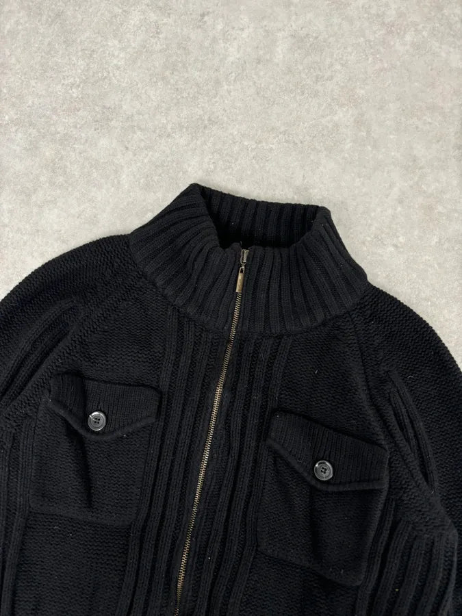 2010s Cavalli Black Wool Multi-Pocket Cargo Zip-up Sweater zwapkap 3