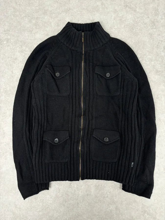 2010s Cavalli Black Wool Multi-Pocket Cargo Zip-up Sweater zwapkap 0
