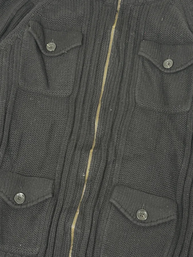 2010s Cavalli Black Wool Multi-Pocket Cargo Zip-up Sweater zwapkap 8
