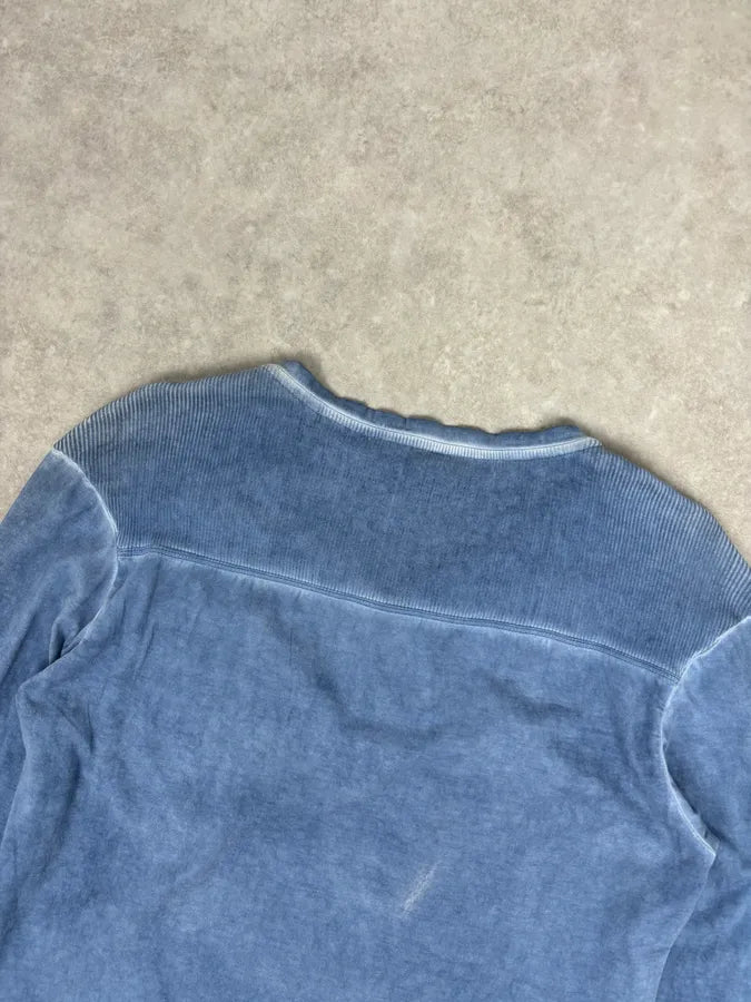 AW2011 Cavalli Blue Military Distressed Graphic V-Neck Longsleeve mTbuGWv 5
