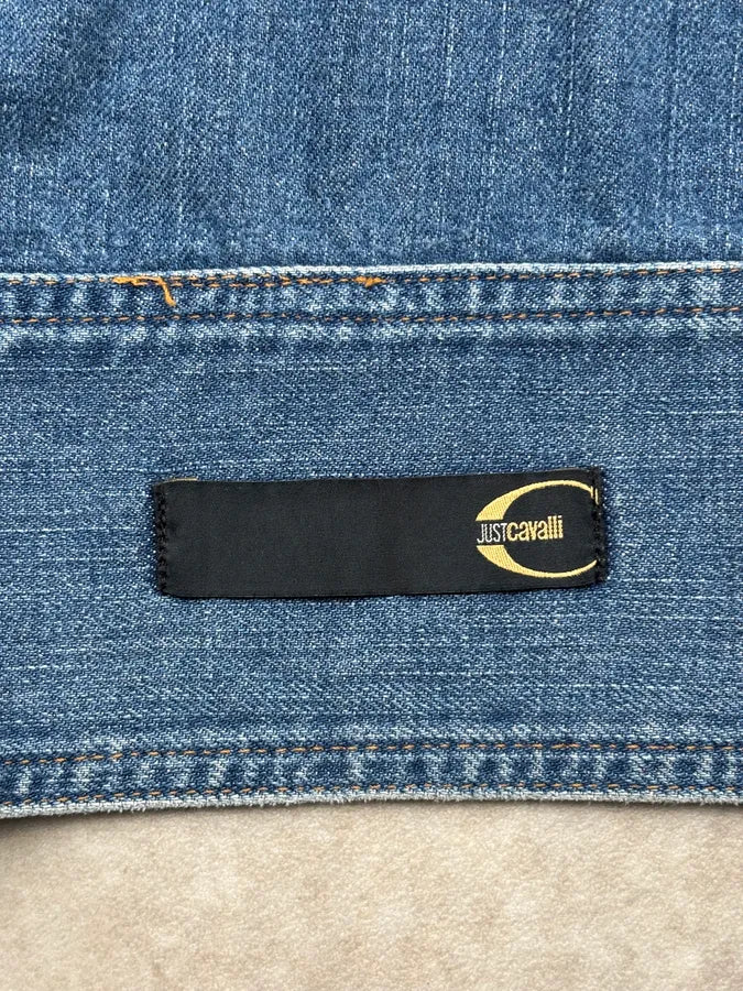 AW2005 Cavalli Blue Dirty Effect Denim Panel Denim Jacket ziSDLwV 11