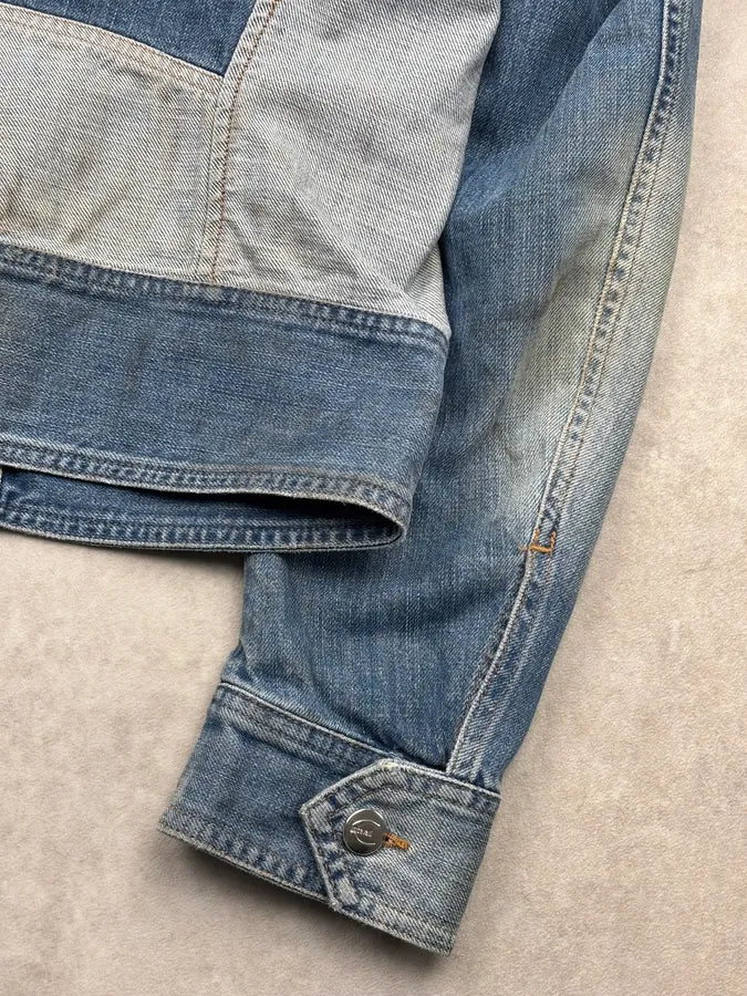 AW2005 Cavalli Blue Dirty Effect Denim Panel Denim Jacket ziSDLwV 10