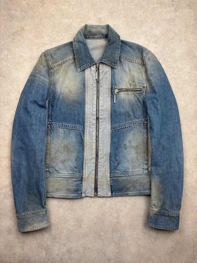 AW2005 Cavalli Blue Dirty Effect Denim Panel Denim Jacket ziSDLwV 0
