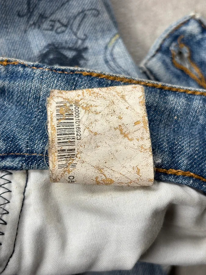 AW2007 Cavalli Blue Denim Painted Abstract Jeans rGaWvfH 11