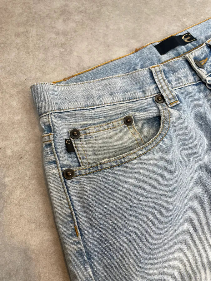 2000s Cavalli Blue Distressed Denim Jeans GyRGDqw 5