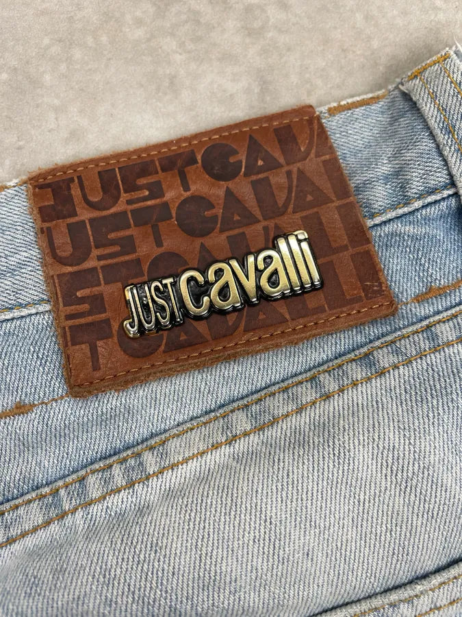 2000s Cavalli Blue Distressed Denim Jeans GyRGDqw 12