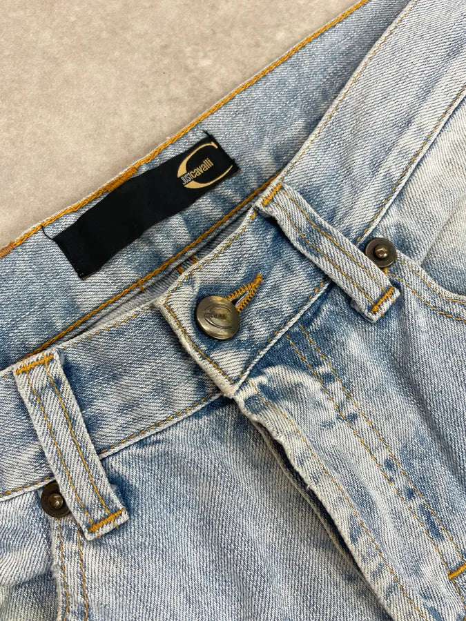 2000s Cavalli Blue Distressed Denim Jeans GyRGDqw 6