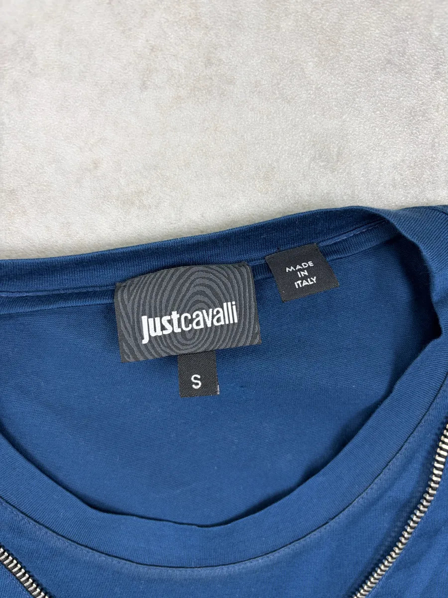 2010s Cavalli Blue Trompe LOeil Zip T-Shirt oPCLHig 4