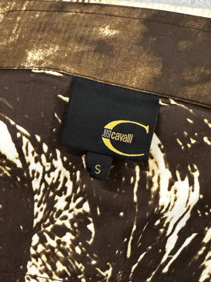 2000s Cavalli Brown & Beige Horse Ranch Shirt EpaZXTn 10