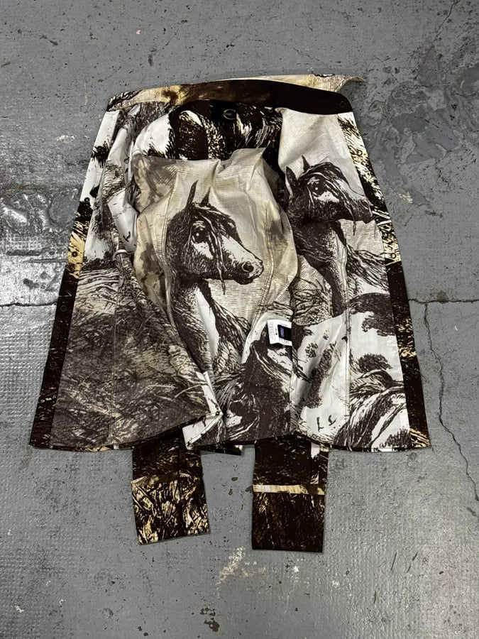 2000s Cavalli Brown & Beige Horse Ranch Shirt EpaZXTn 6