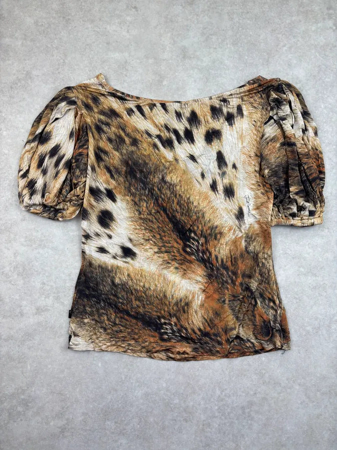 AW2007 Cavalli Brown Leopard Print Top T-Shirt dOZiNaY 5